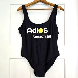 No Boundaries Swimsuit Women's L (11-13) JR "Adios beaches" One piece Black Suit